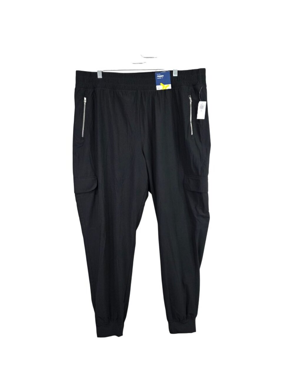 Mens Sleektech Black Go-Dry Cargo Jogger Pants Zip Pockets Nylon Blend XL Tall